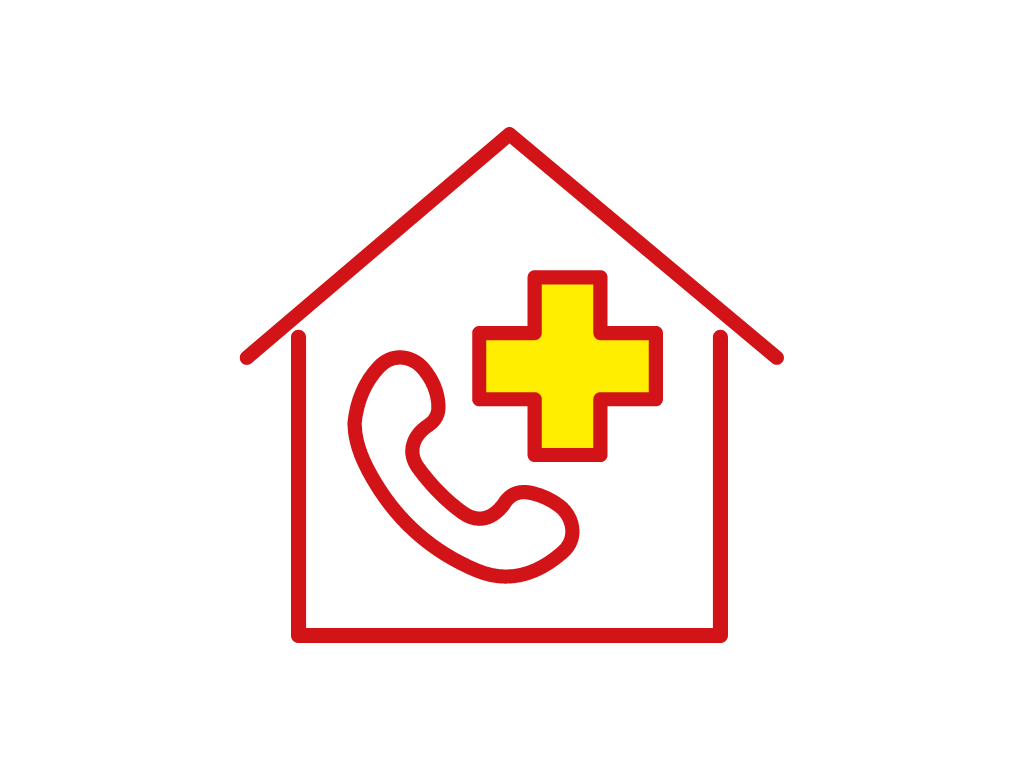 ASB-Icon-Integration.png Icon ASB-Hausnotruf : Ein Haus mit Telefon und Kreuz - Notrufknopf für Sicherheit zu Hause
